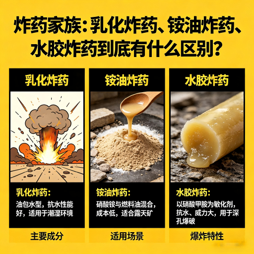 普格炸药家族：乳化炸药、铵油炸药、水胶炸药到底有什么区别？